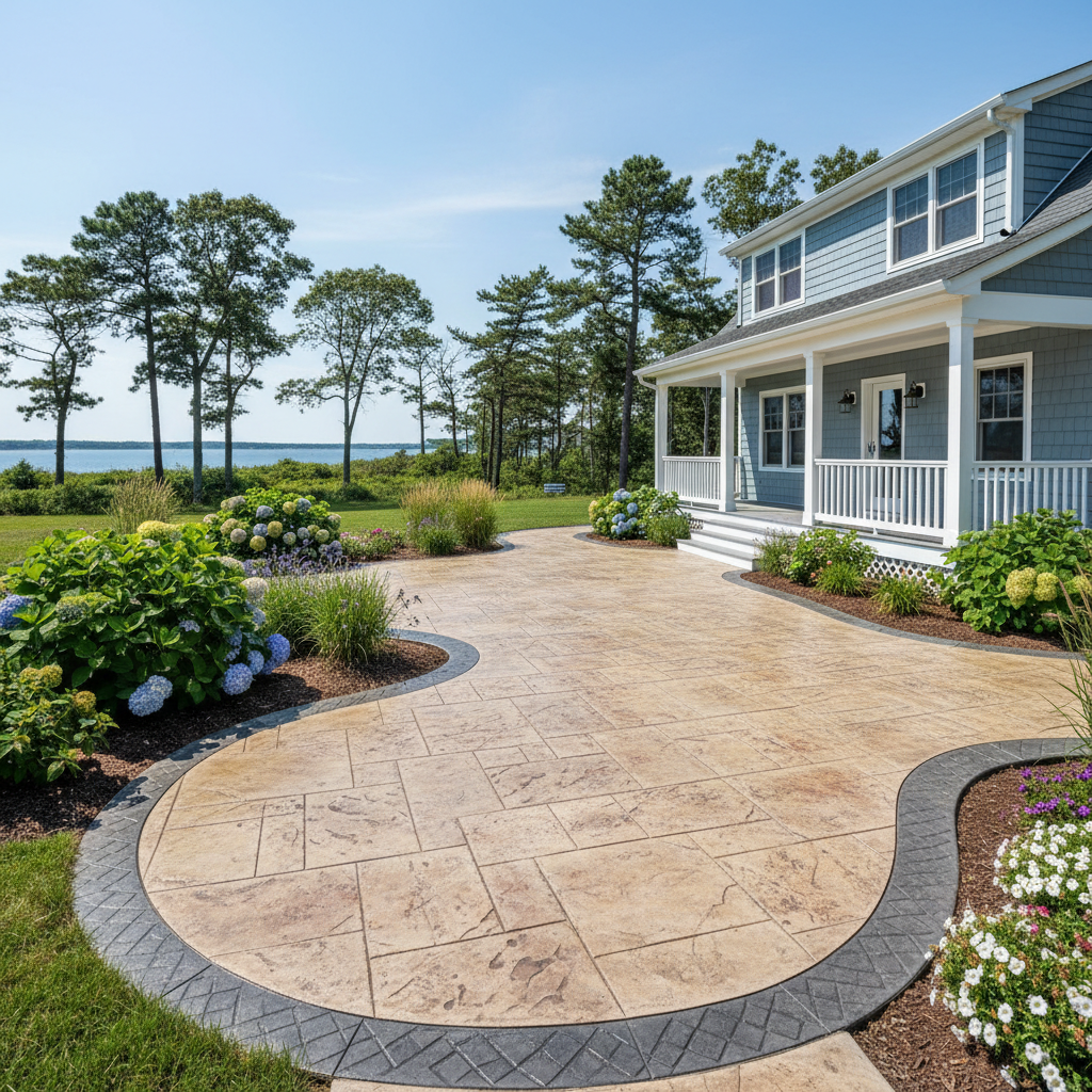 Completed decorative concrete work at a residential property in Oceanport, NJ