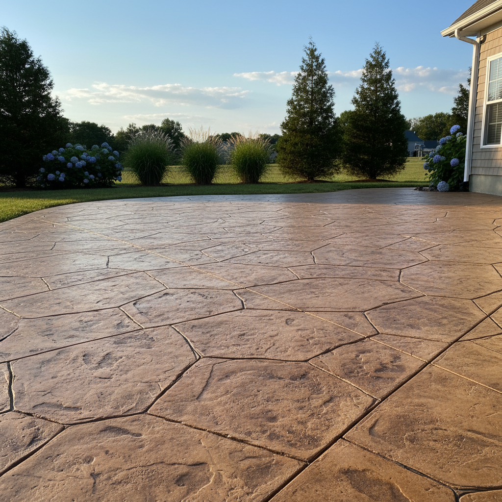 Completed concrete patios work at a residential property in Oceanport, NJ