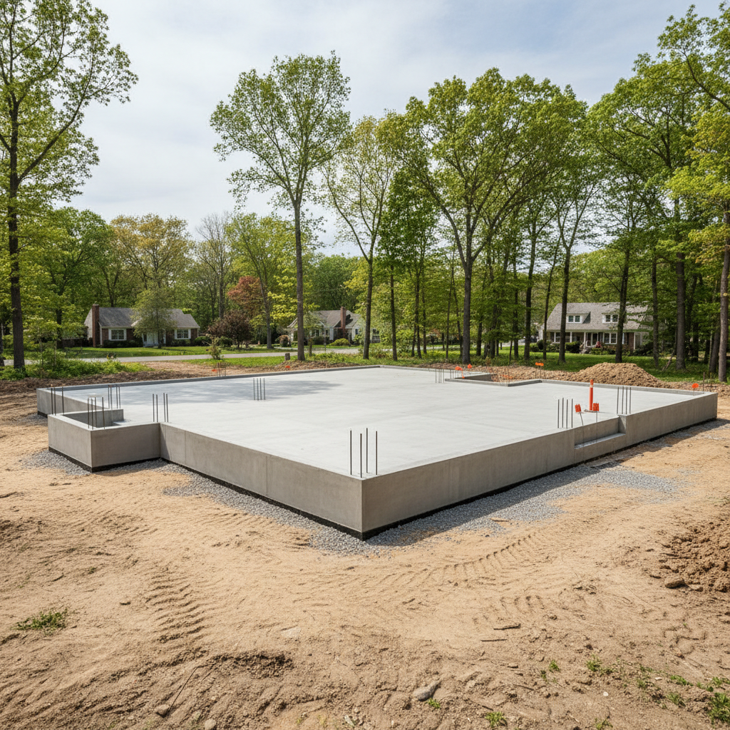 Completed concrete foundations work at a residential property in Oceanport, NJ