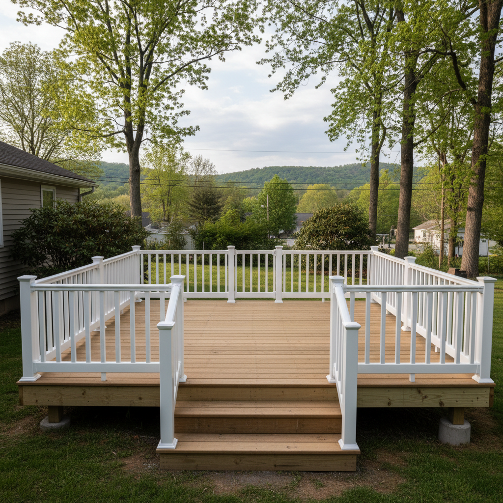 Completed deck construction work at a residential property in Pleasant Valley, NY