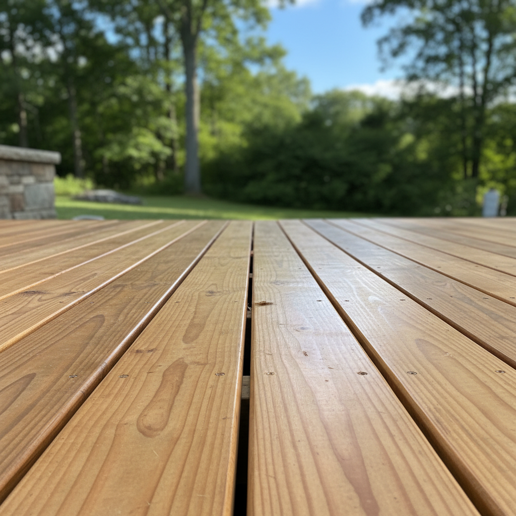 Completed wooden decks work at a residential property in Pleasant Valley, NY