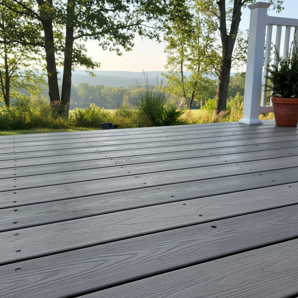 Completed trex decks work at a residential property in Pleasant Valley, NY