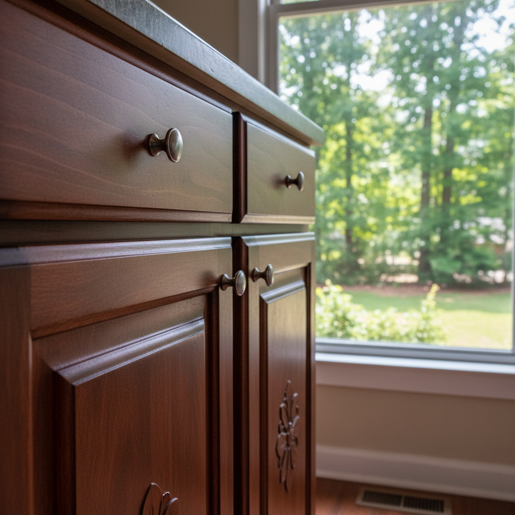 Completed custom storage solutions work at a residential property in Fayetteville, NC