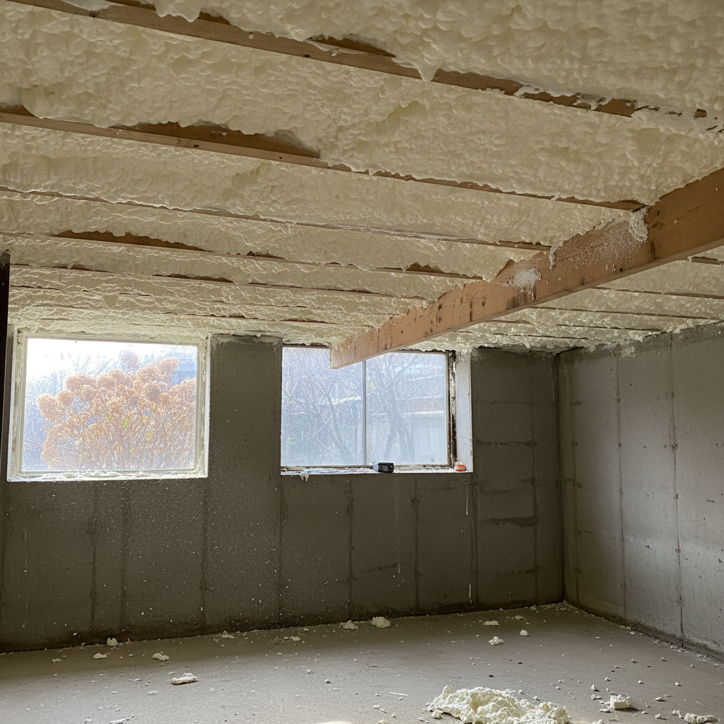 Completed basement insulation work at a residential property in Brooklyn, NY