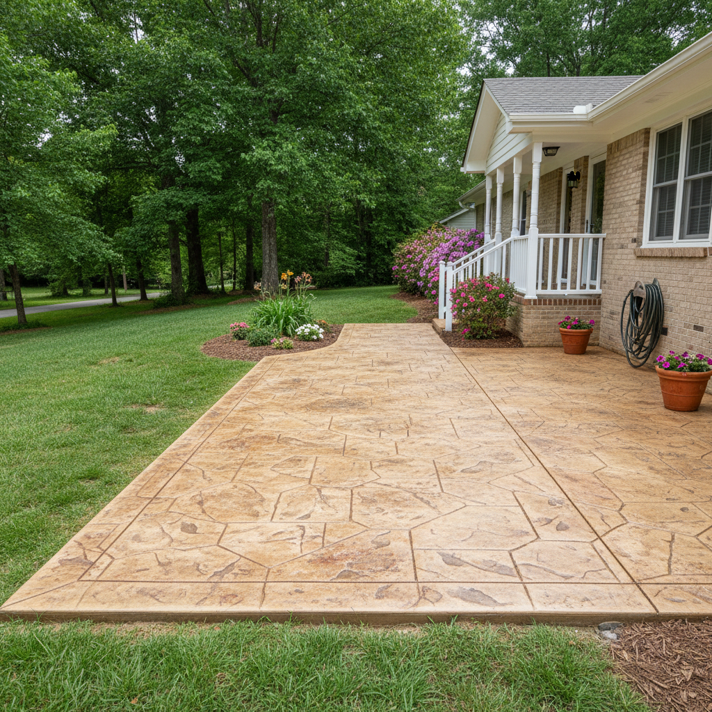 Completed decorative concrete work at a residential property in Durham, NC