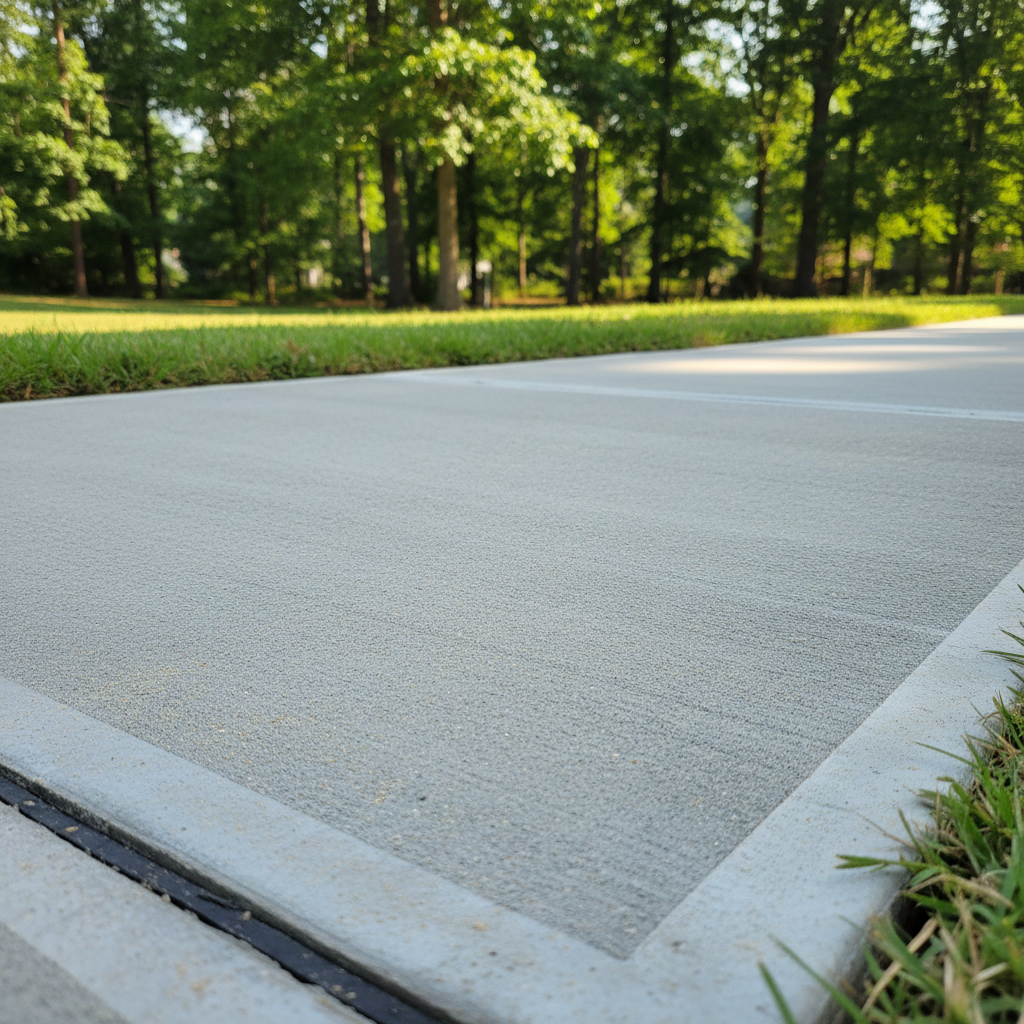 Completed concrete sidewalks work at a residential property in Durham, NC