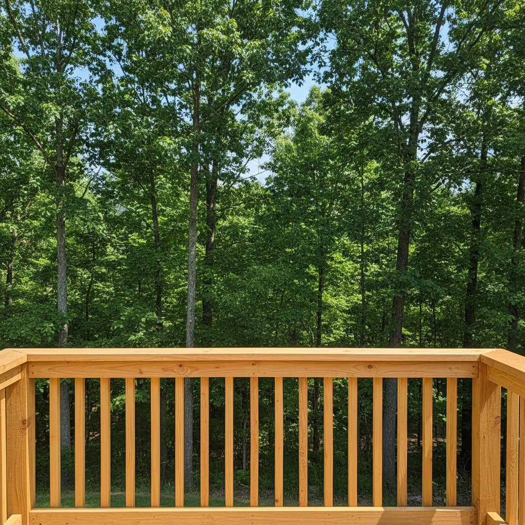 Completed deck railing installation work at a residential property in Morganton, NC