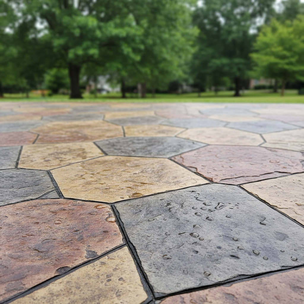 Completed decorative concrete work at a residential property in Durham, NC