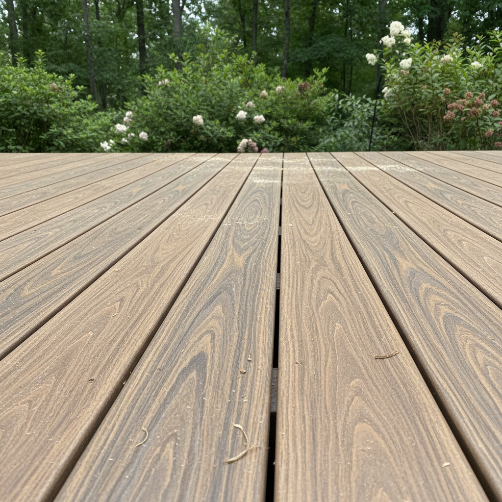 Completed trex decks work at a residential property in Morganton, NC