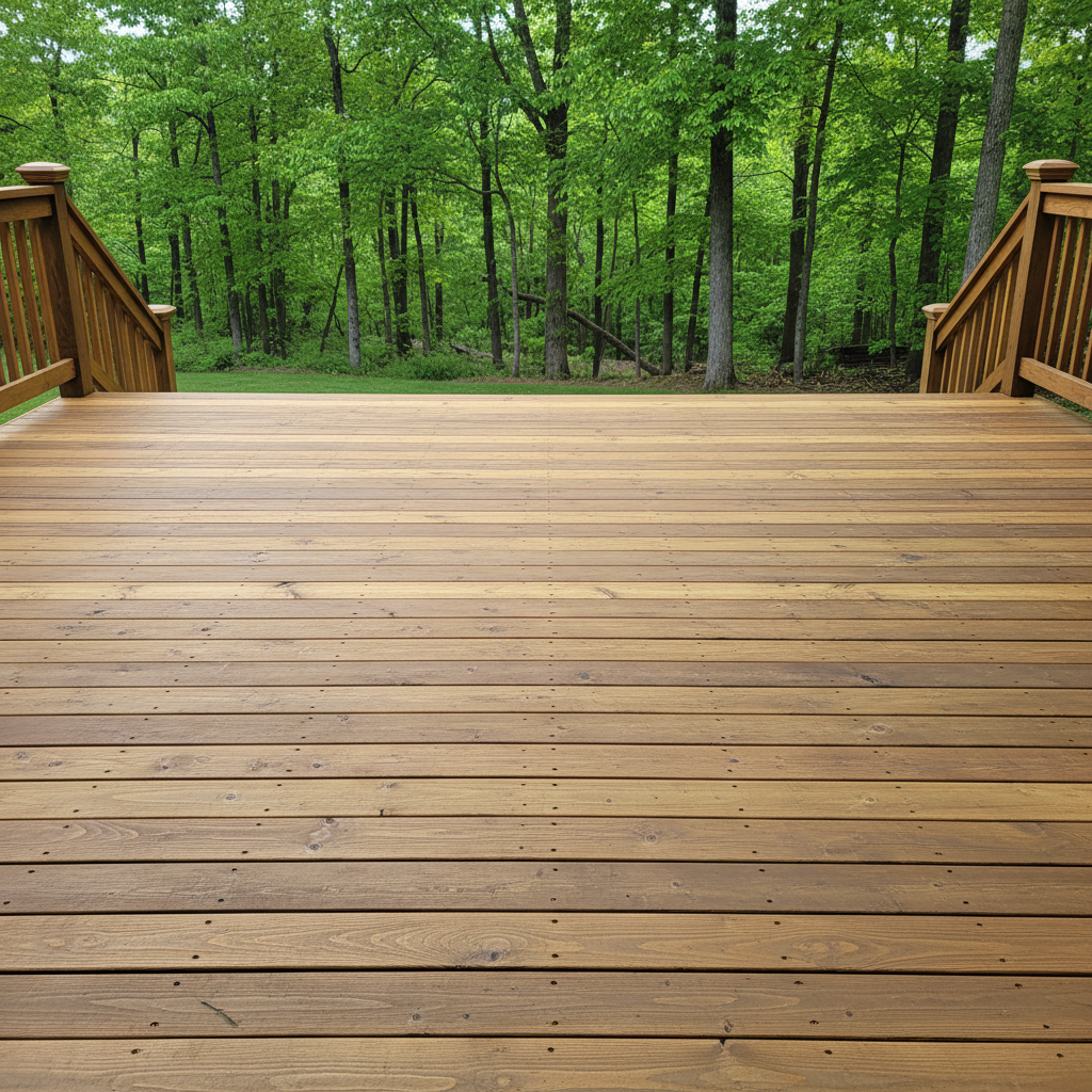 Completed deck construction work at a residential property in Morganton, NC