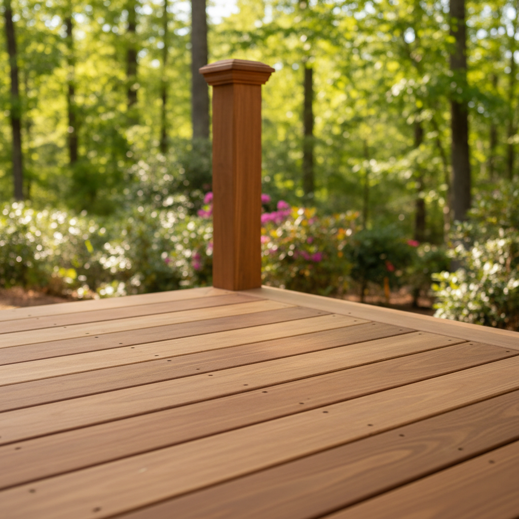 Completed deck construction work at a residential property in Morganton, NC