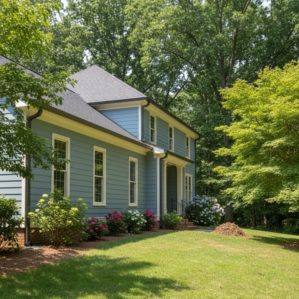 Completed gutter repair work at a residential property in Chapel Hill, NC
