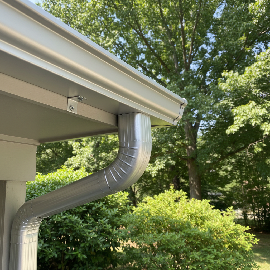 Completed gutter replacement work at a residential property in Chapel Hill, NC
