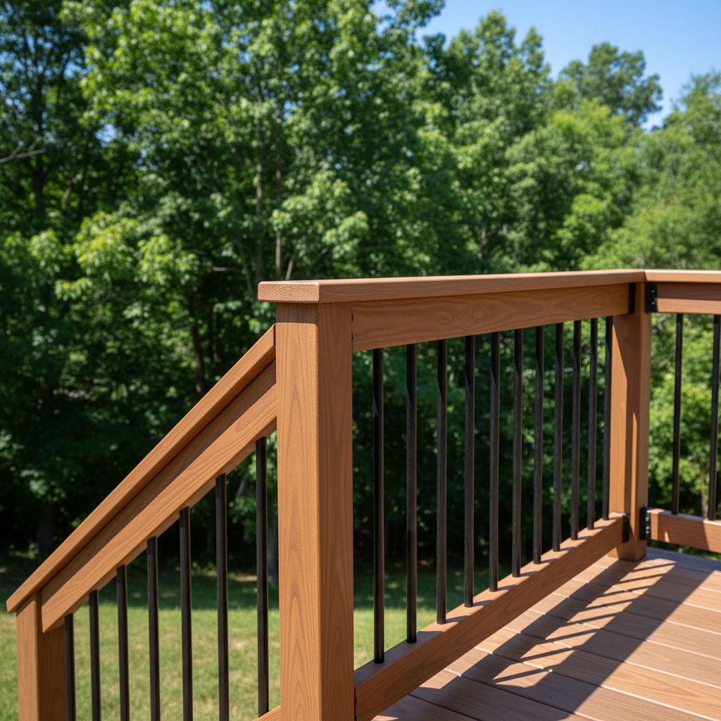 Completed deck railing installation work at a residential property in Morganton, NC