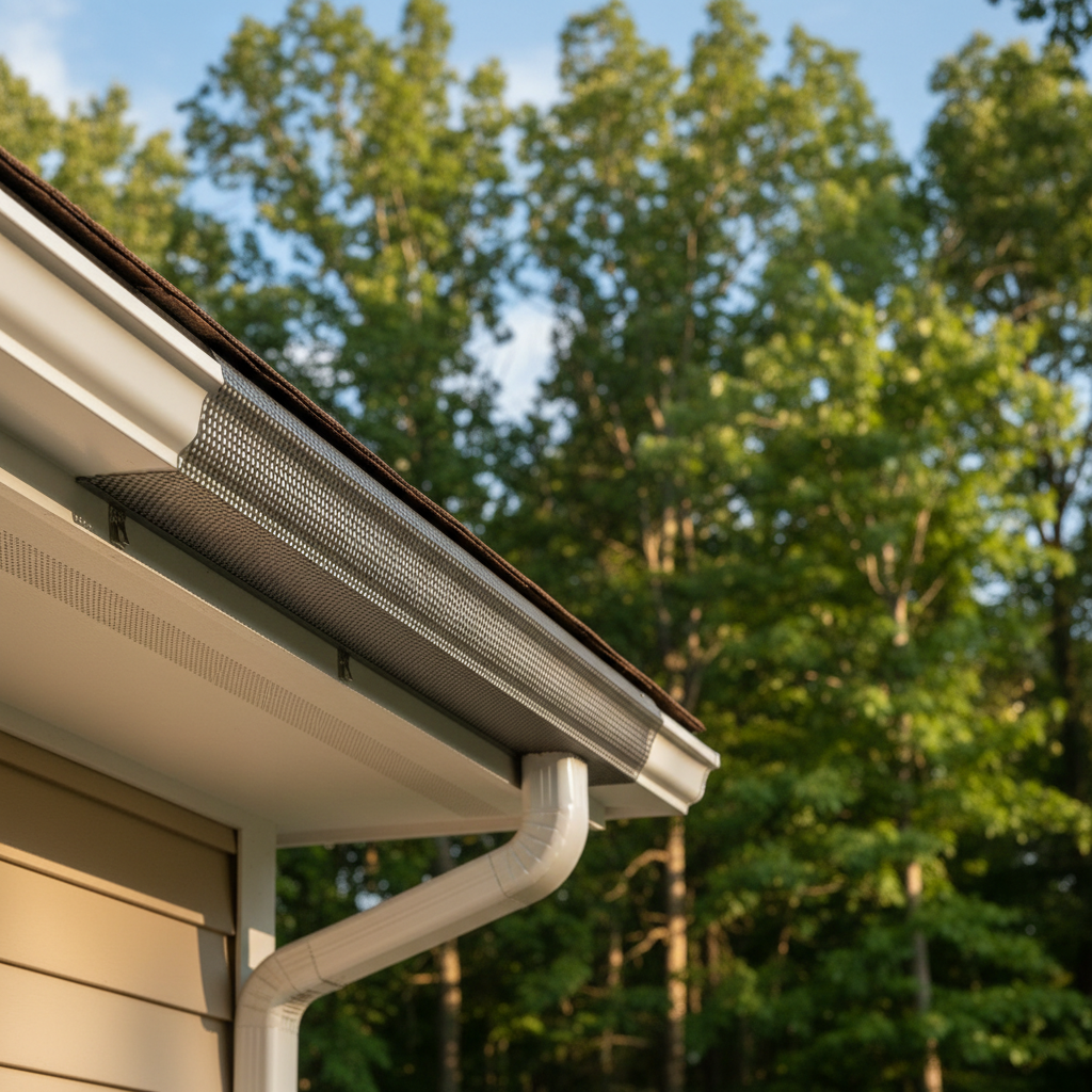 Completed gutter guard installation work at a residential property in Chapel Hill, NC