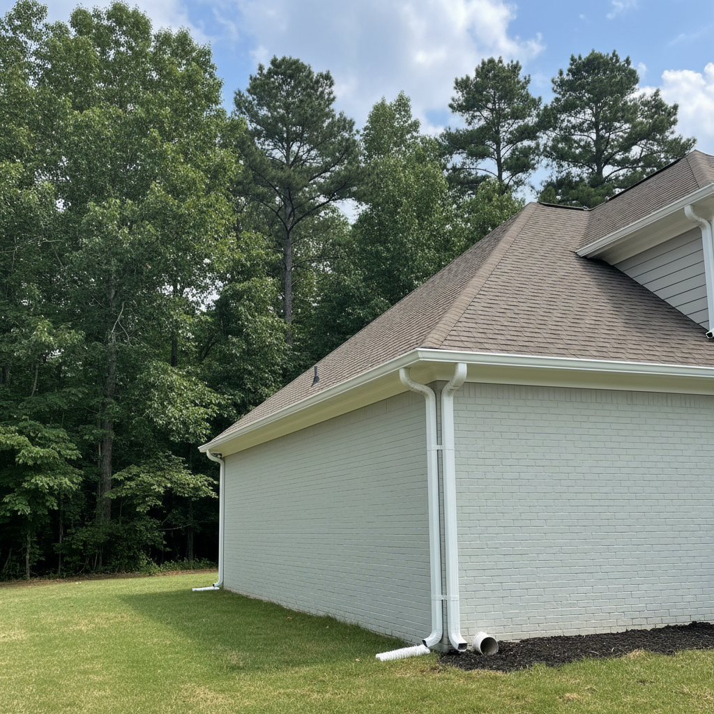 Completed gutter repair work at a residential property in Chapel Hill, NC