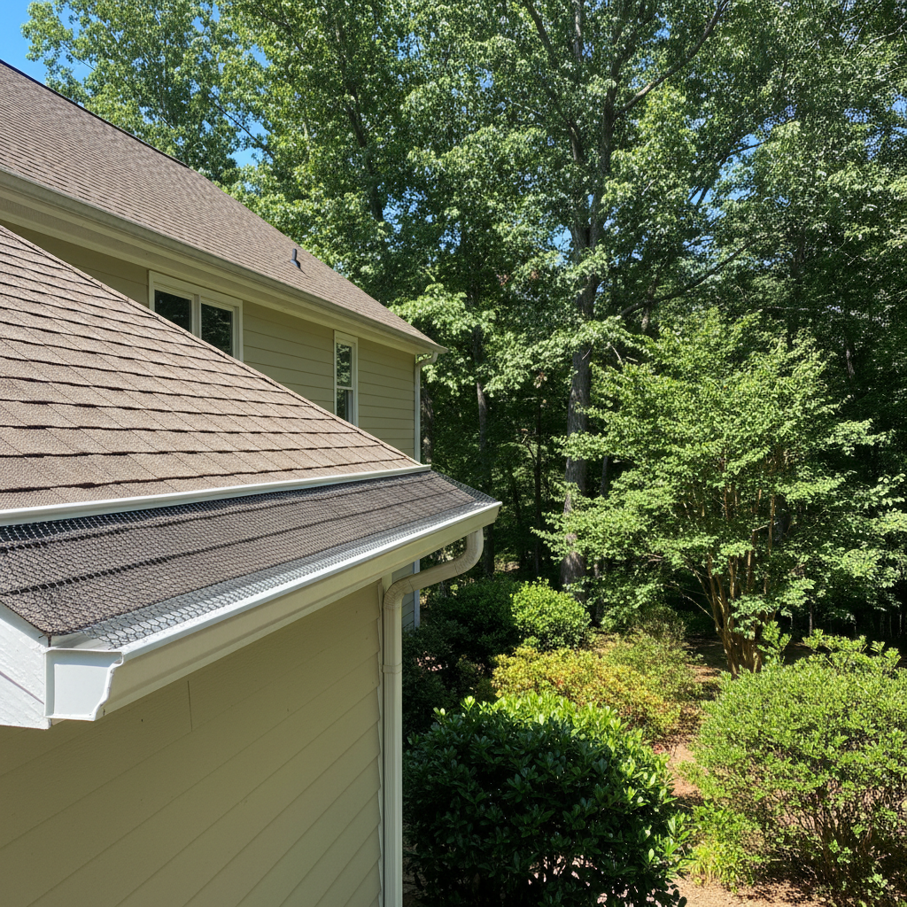Completed gutter guard installation work at a residential property in Durham, NC