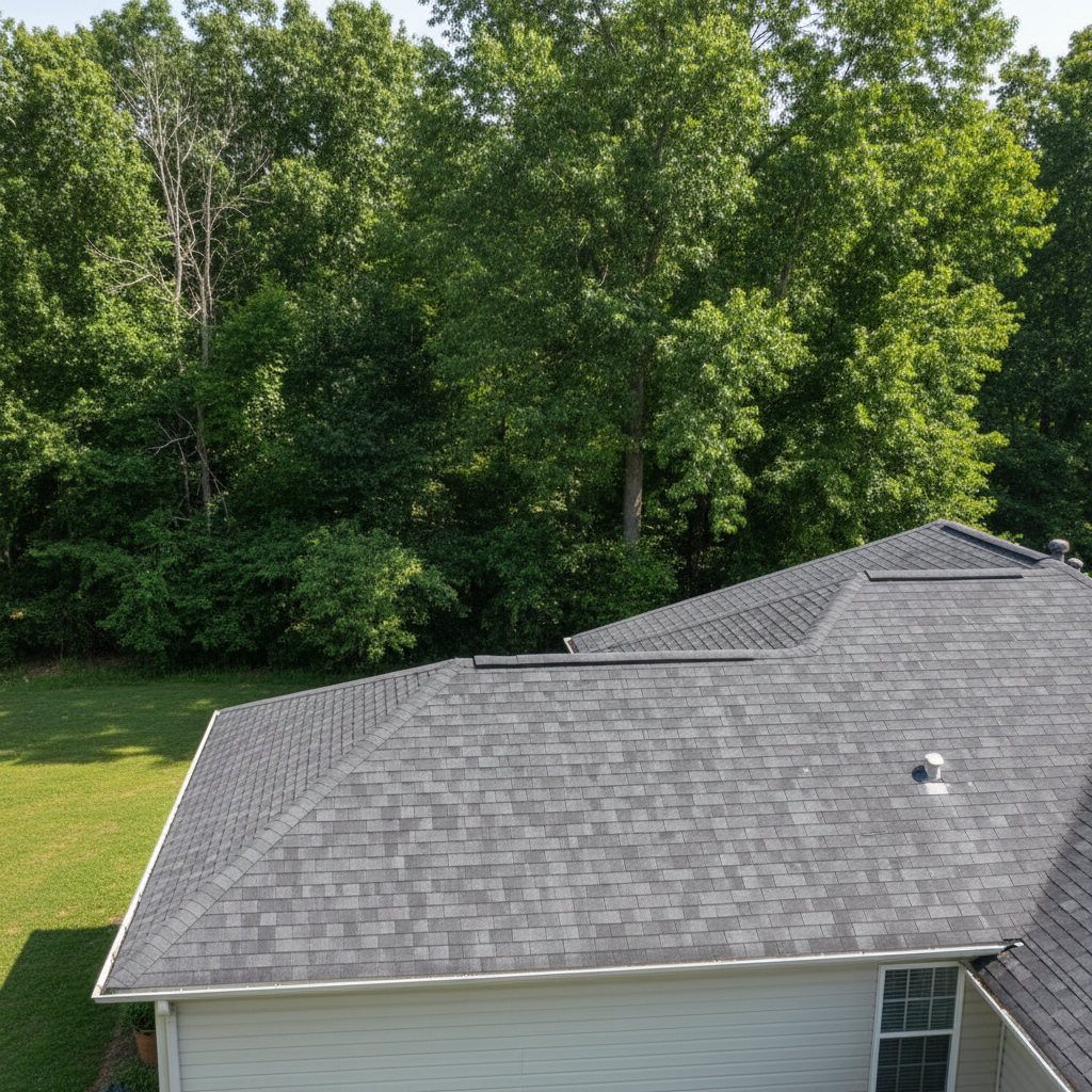 Completed roof repair work at a residential property in Wake Forest, NC