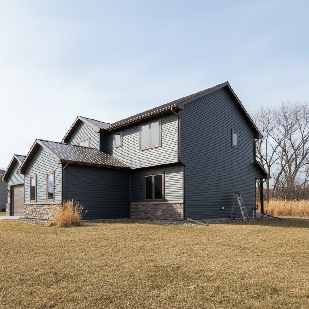 Completed metal siding work at a residential property in Fargo, ND