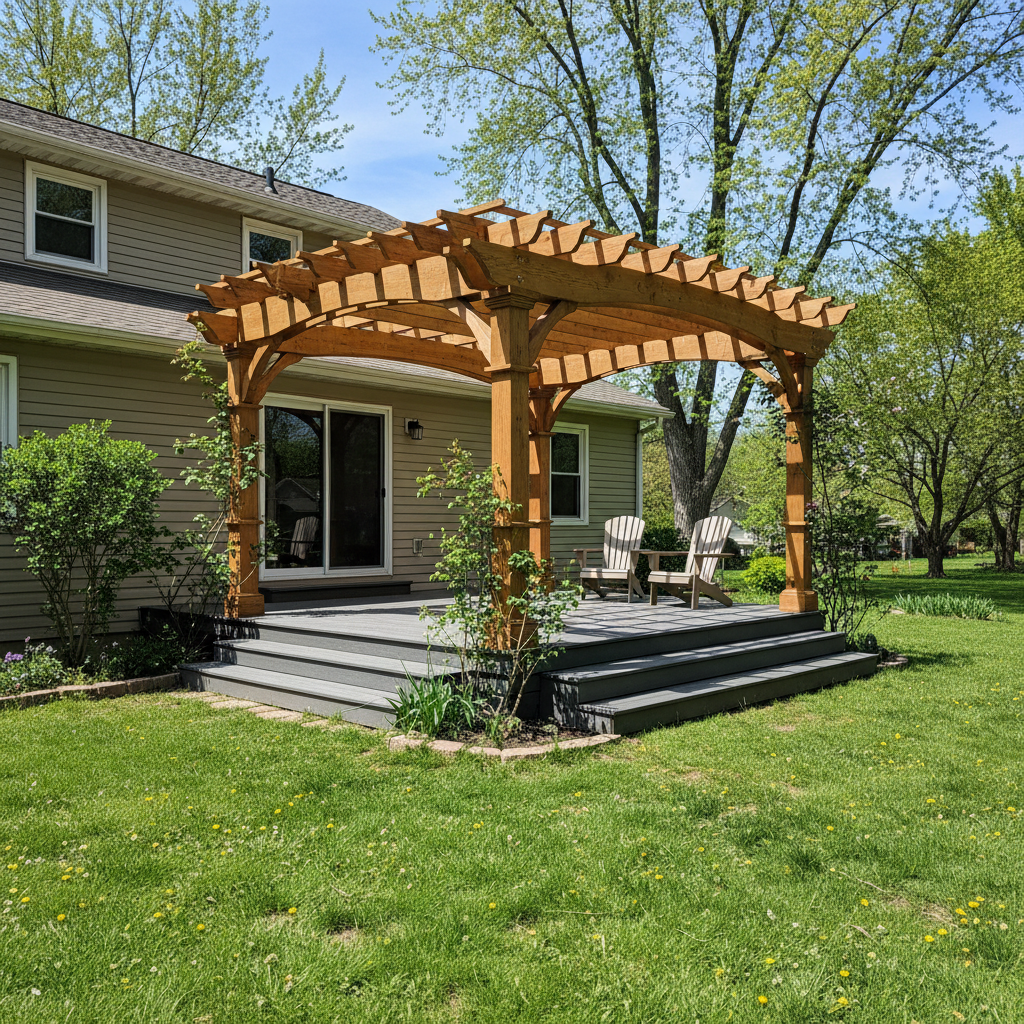 Completed pergola construction work at a residential property in Zanesville, OH