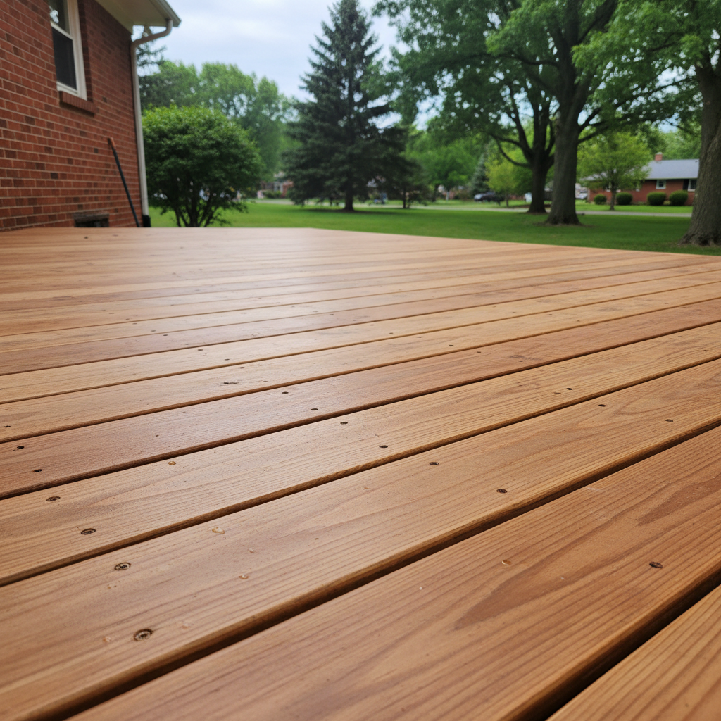 Completed deck construction work at a residential property in Toledo, OH