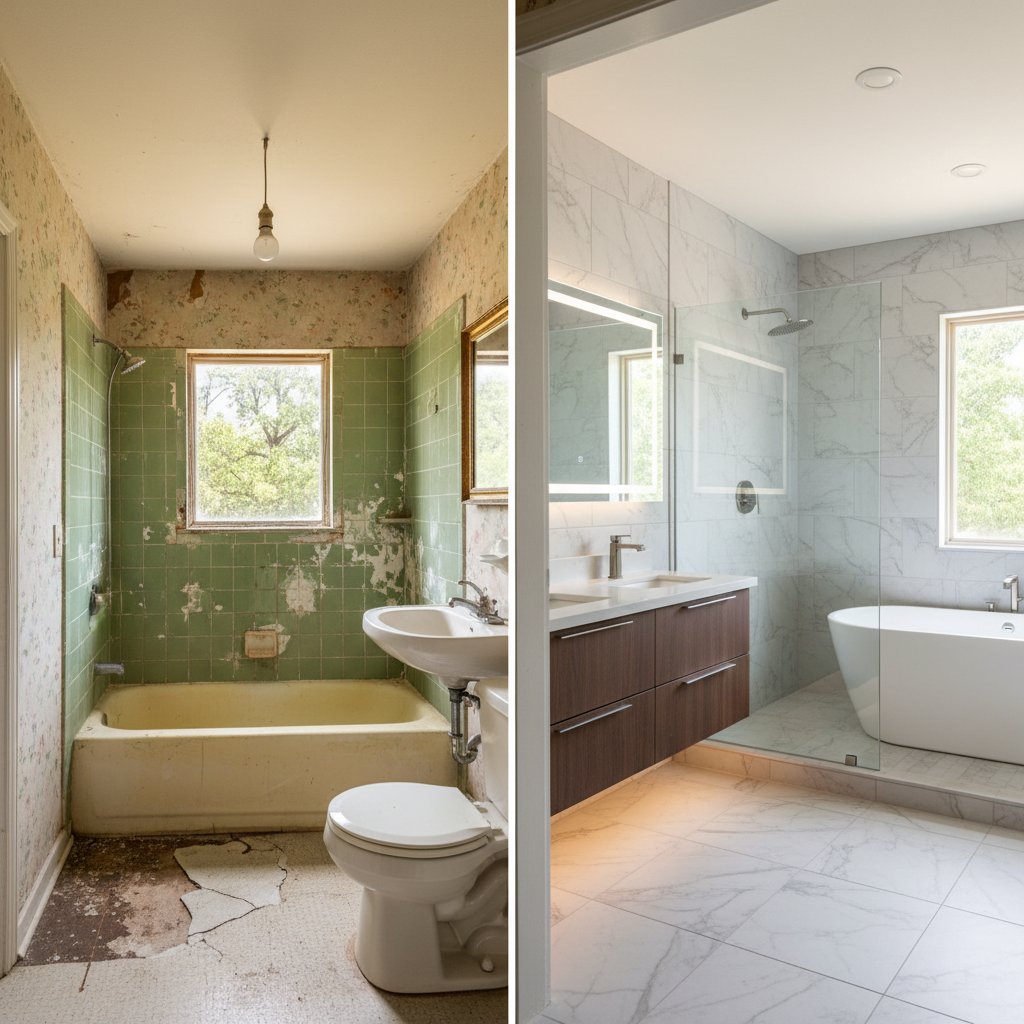 Completed bathroom expansion work at a residential property in Tahlequah, OK