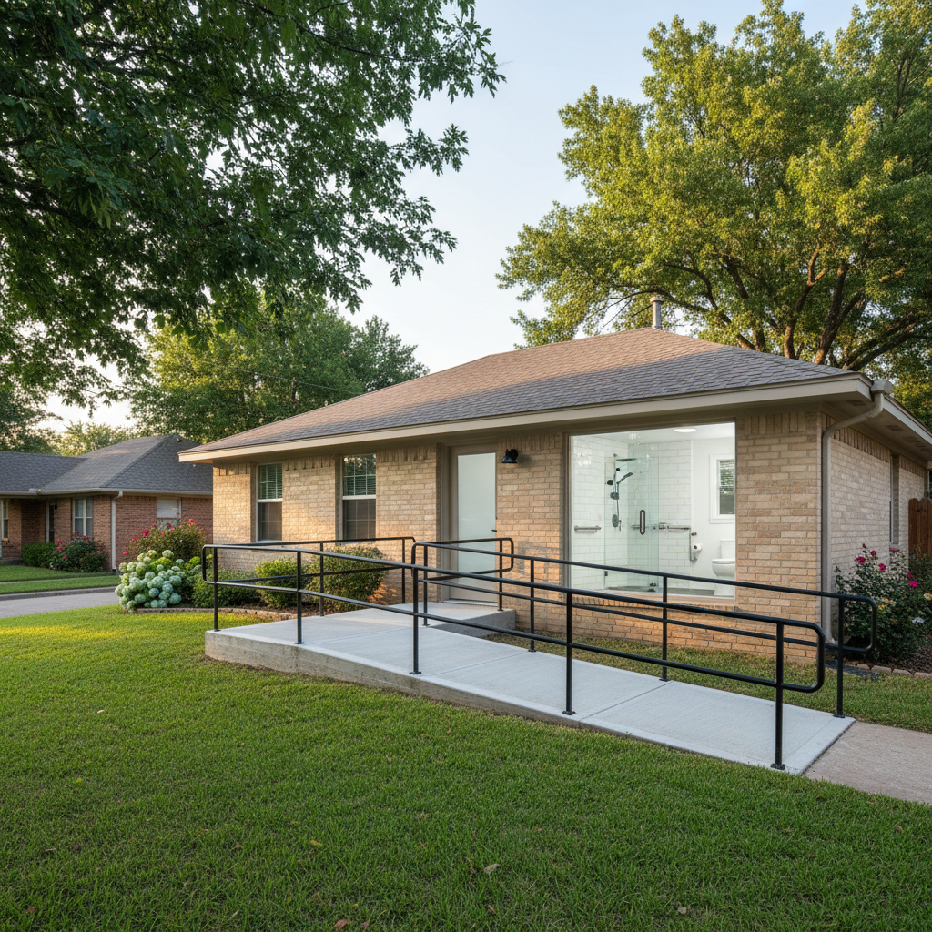 Completed handicap accessible bathrooms work at a residential property in Broken Arrow, OK