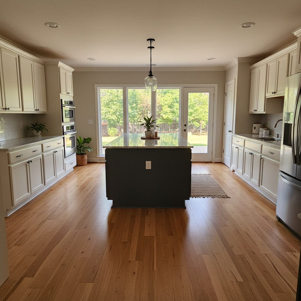 Completed kitchen flooring work at a residential property in Broken Arrow, OK