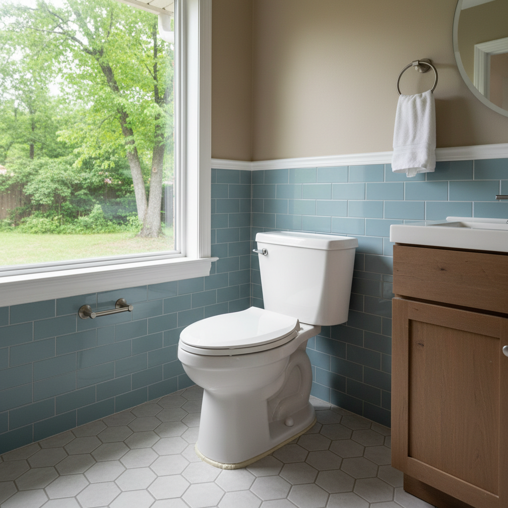 Completed toilet installation work at a residential property in Owasso, OK