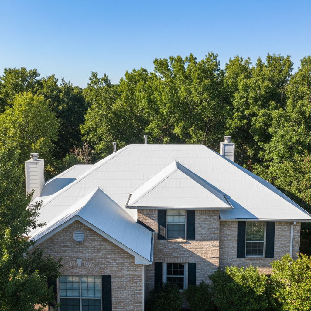 Completed commercial tpo roofing work at a residential property in Moore, OK