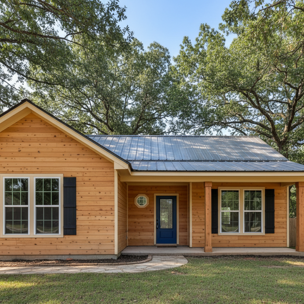 Completed wooden siding work at a residential property in Moore, OK