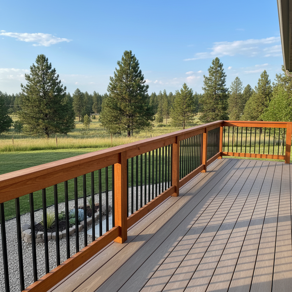 Completed deck railing installation work at a residential property in Bend, OR