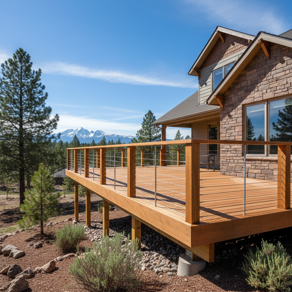 Completed deck railing installation work at a residential property in Bend, OR