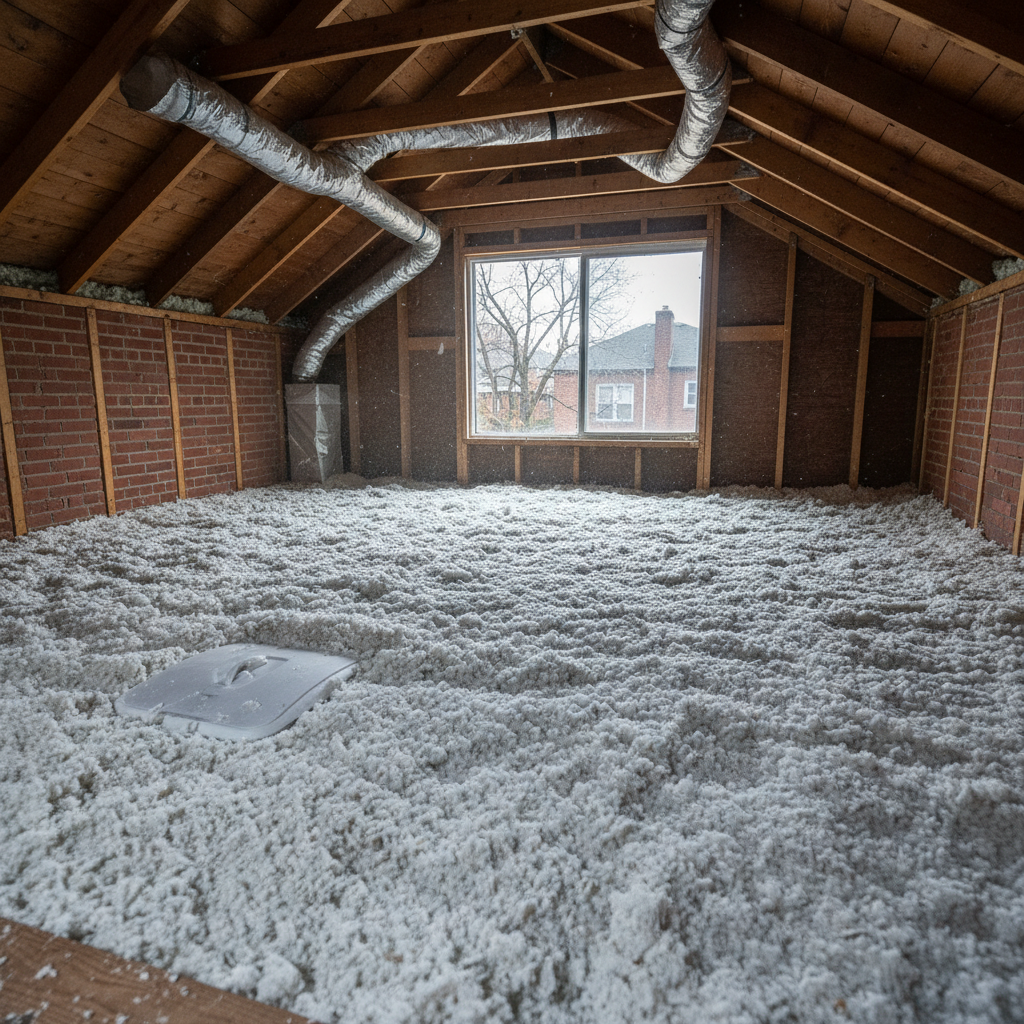 Completed blown-in insulation work at a residential property in Philadelphia, PA