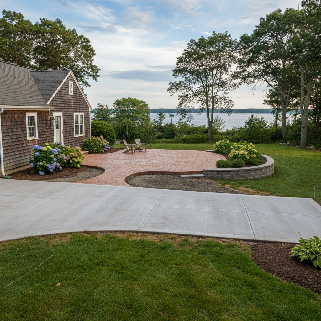 Completed concrete repair work at a residential property in Bristol, RI