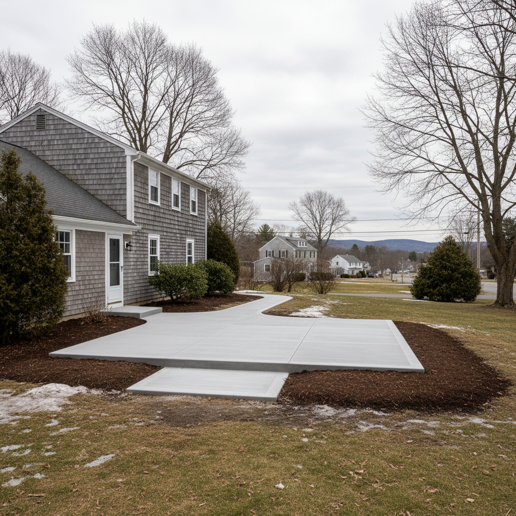 Completed concrete flatwork work at a residential property in Pawtucket, RI