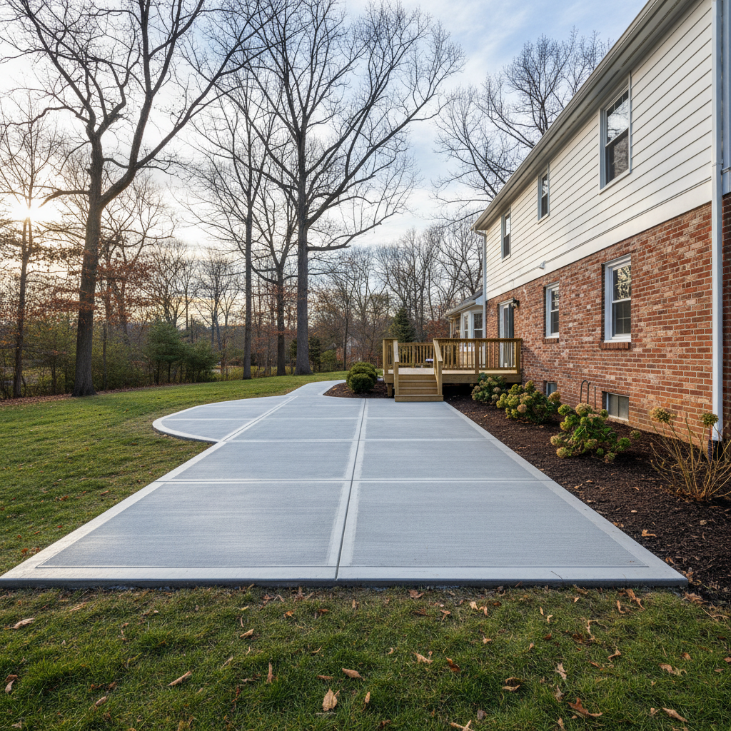 Completed concrete flatwork work at a residential property in Pawtucket, RI