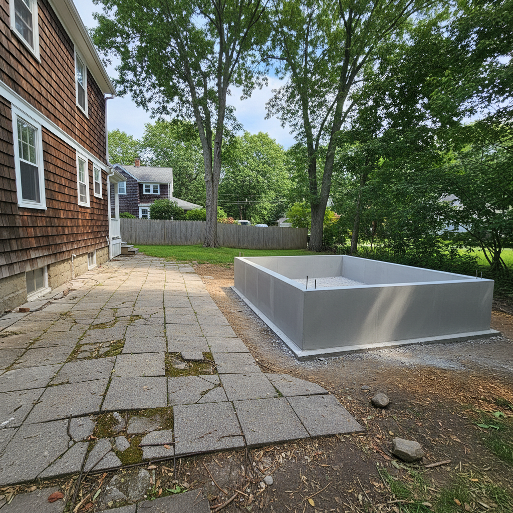 Completed concrete foundations work at a residential property in Providence, RI