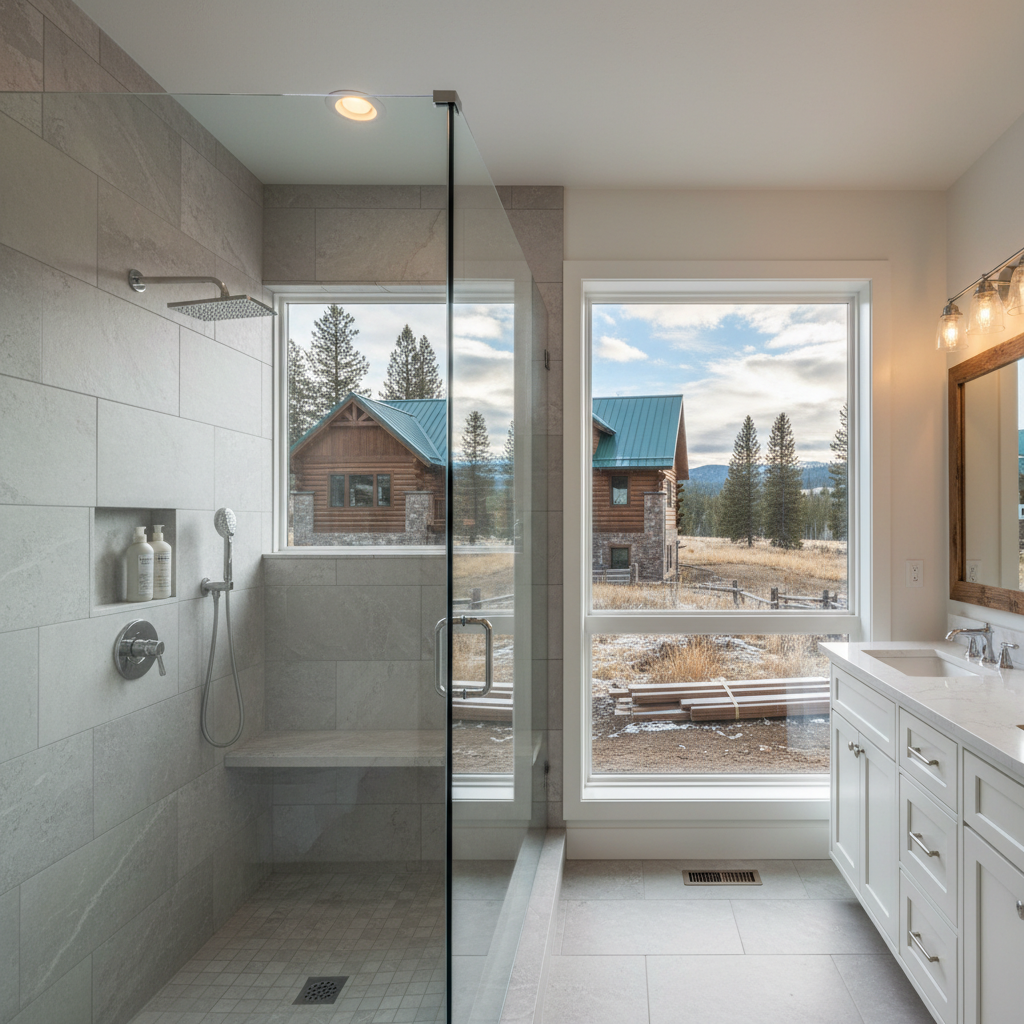 Completed shower replacement work at a residential property in Big Sky, MT
