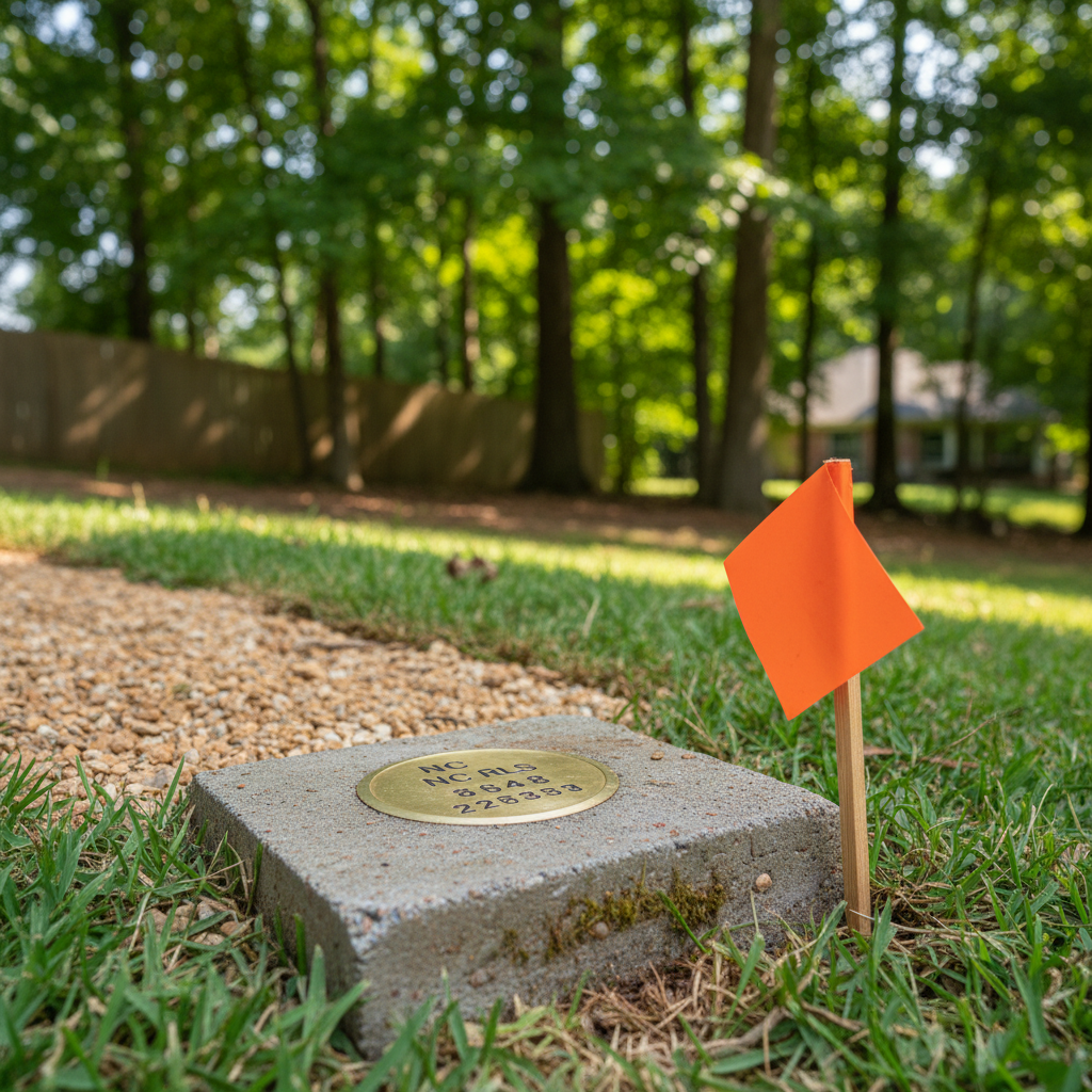 Completed easement surveys work at a residential property in Fayetteville, NC