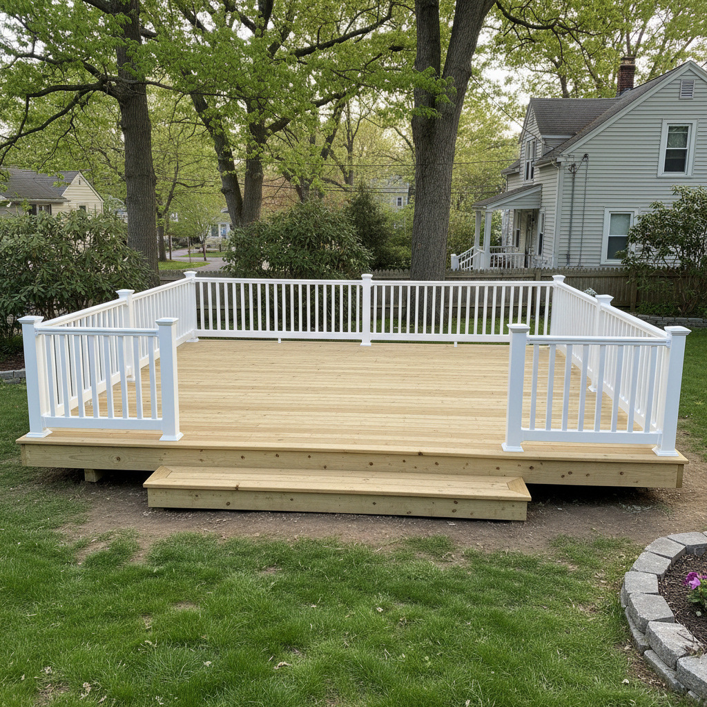 Completed deck construction work at a residential property in Providence, RI