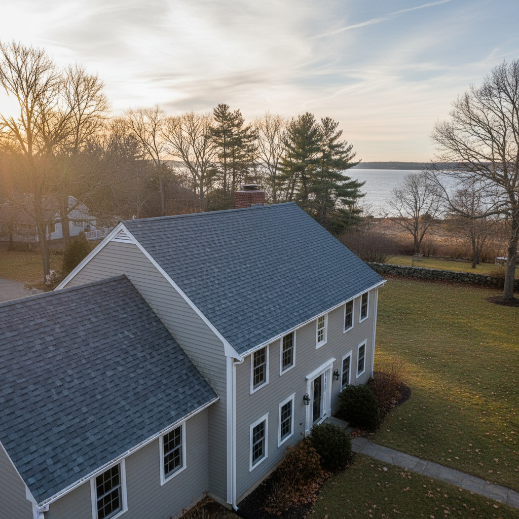 Completed roof repair work at a residential property in Warwick, RI