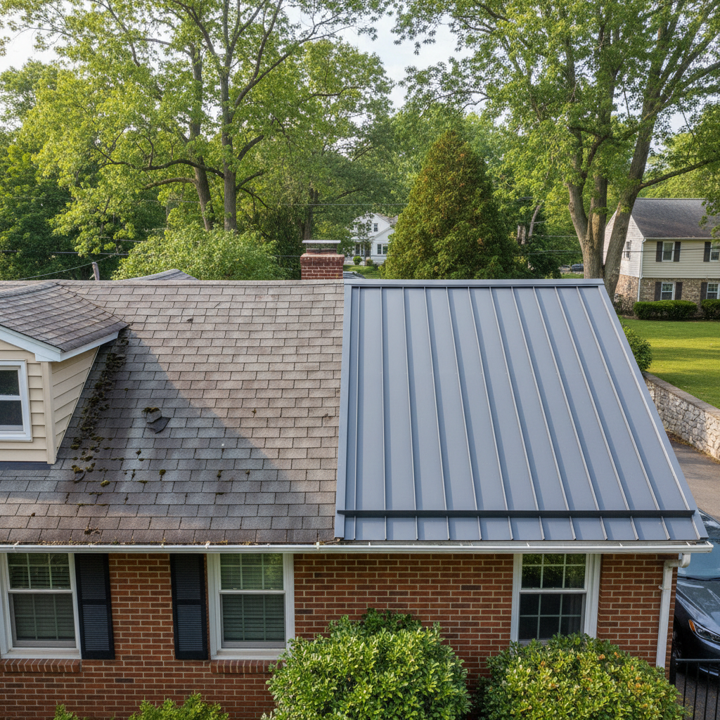 Completed metal roofing work at a residential property in Providence, RI
