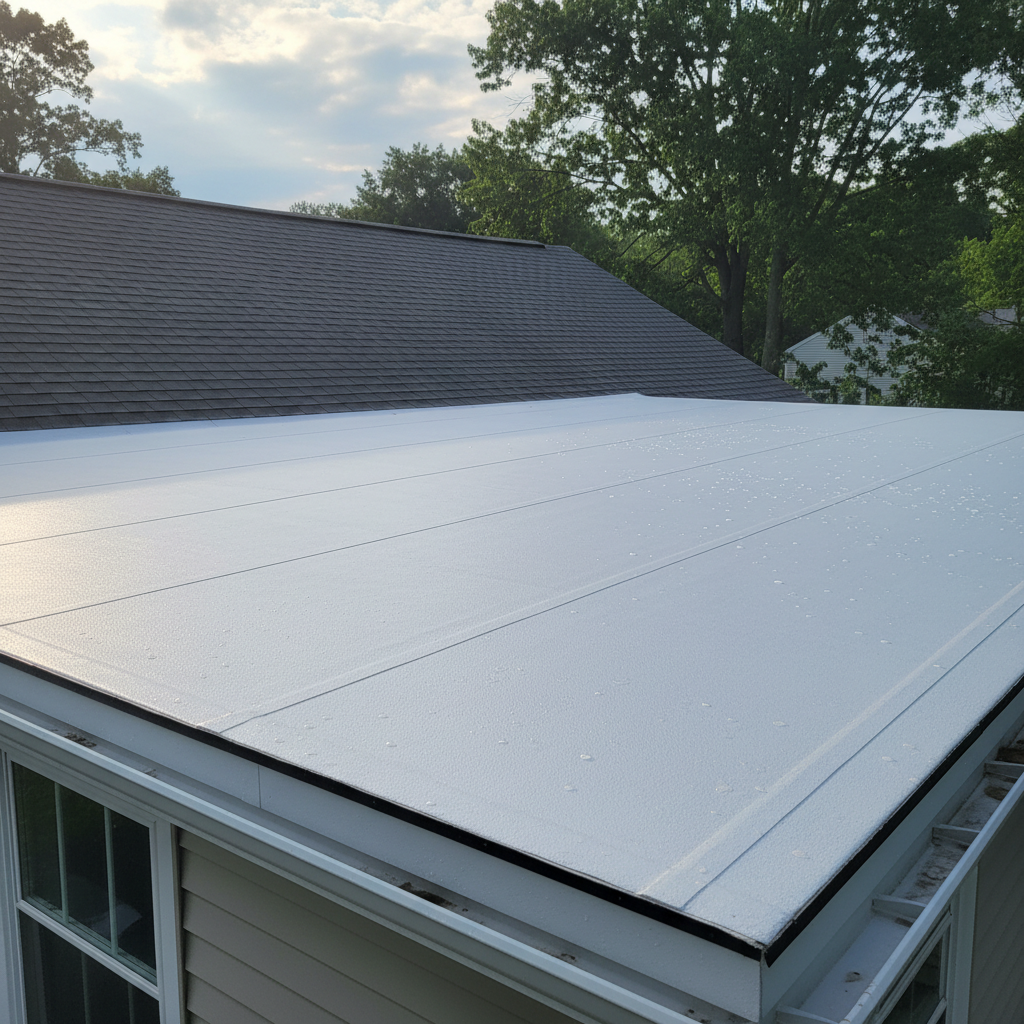 Completed commercial tpo roofing work at a residential property in East Greenwich, RI