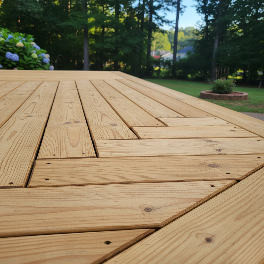 Completed wooden decks work at a residential property in Columbia, SC