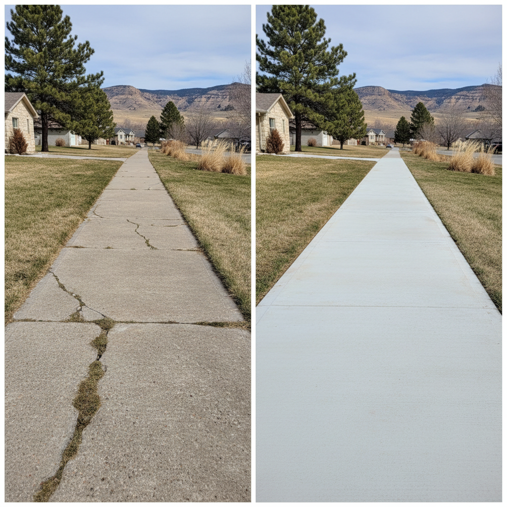 Completed concrete sidewalks work at a residential property in Rapid City, SD