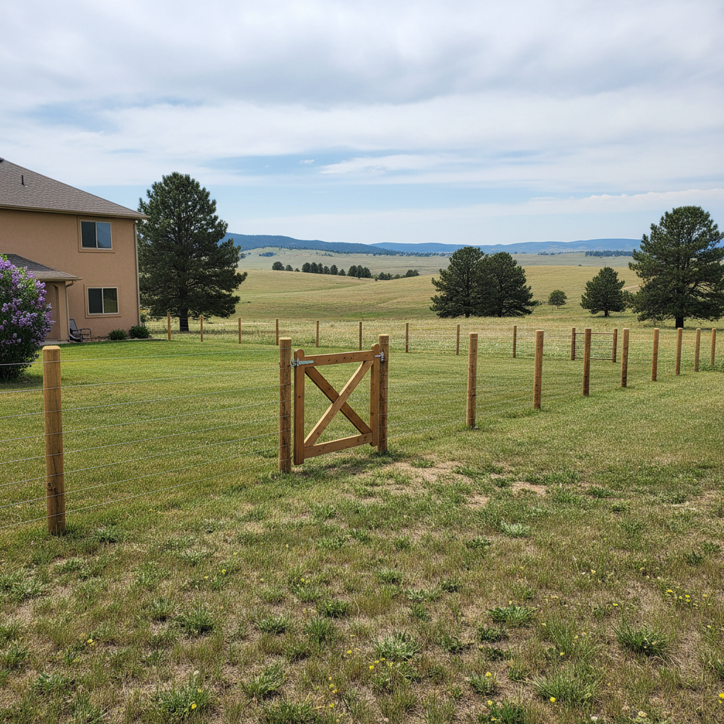 Completed farm fencing work at a residential property in Rapid City, SD