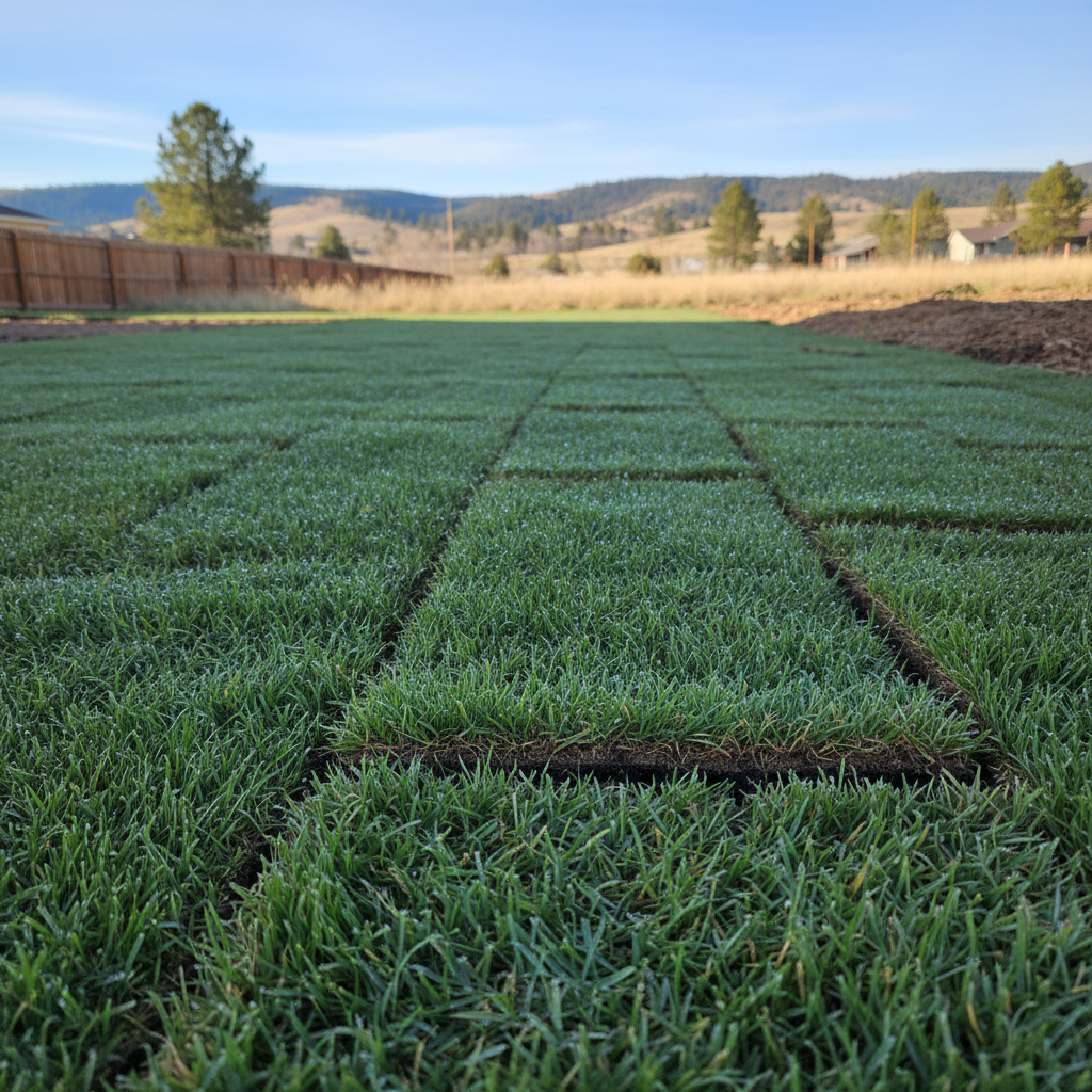Completed sod installation work at a residential property in Rapid City, SD