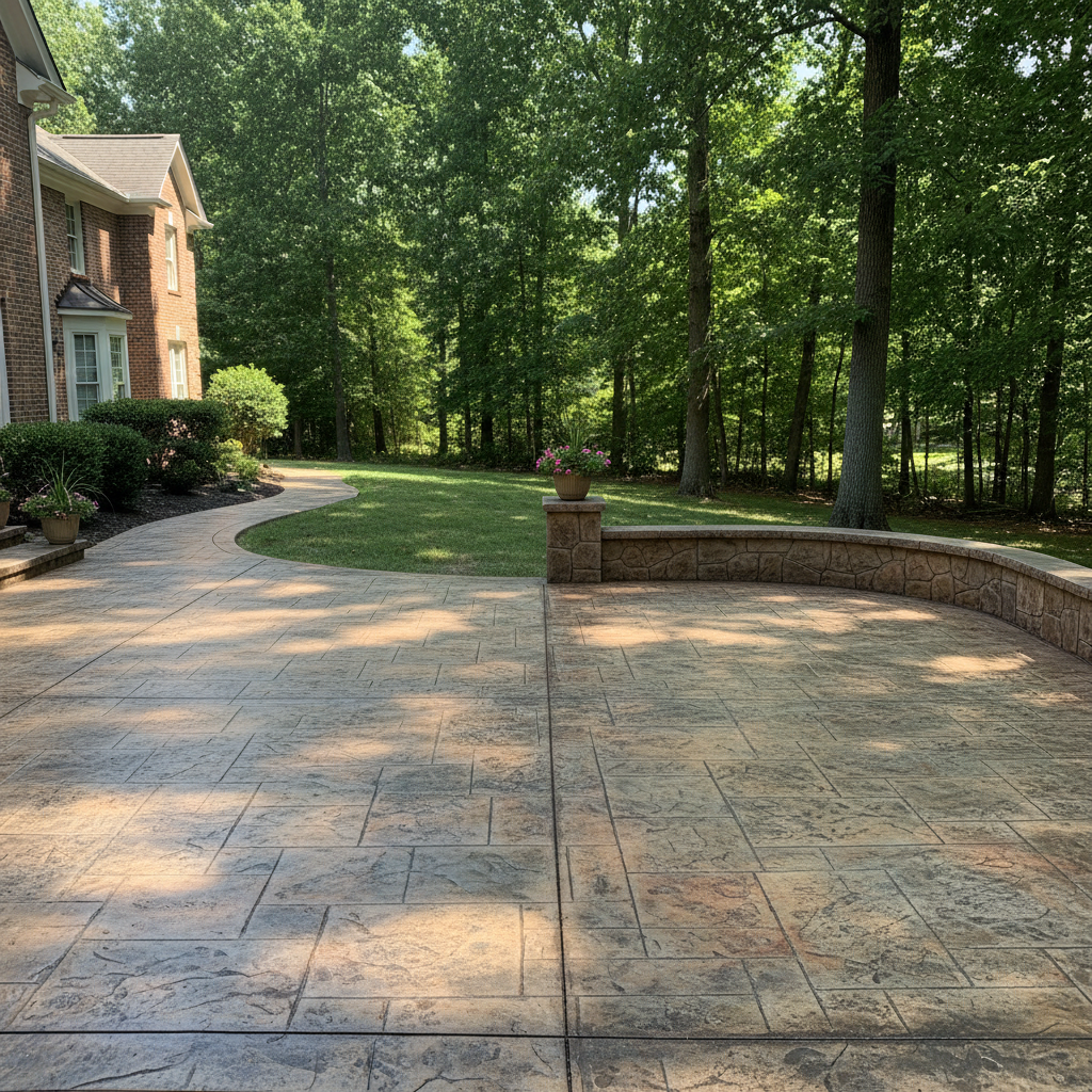 Completed stamped concrete work at a residential property in Maryville, TN