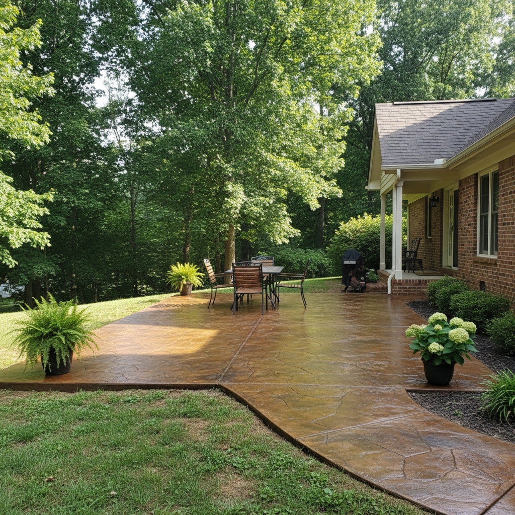 Completed concrete staining work at a residential property in Kingsport, TN